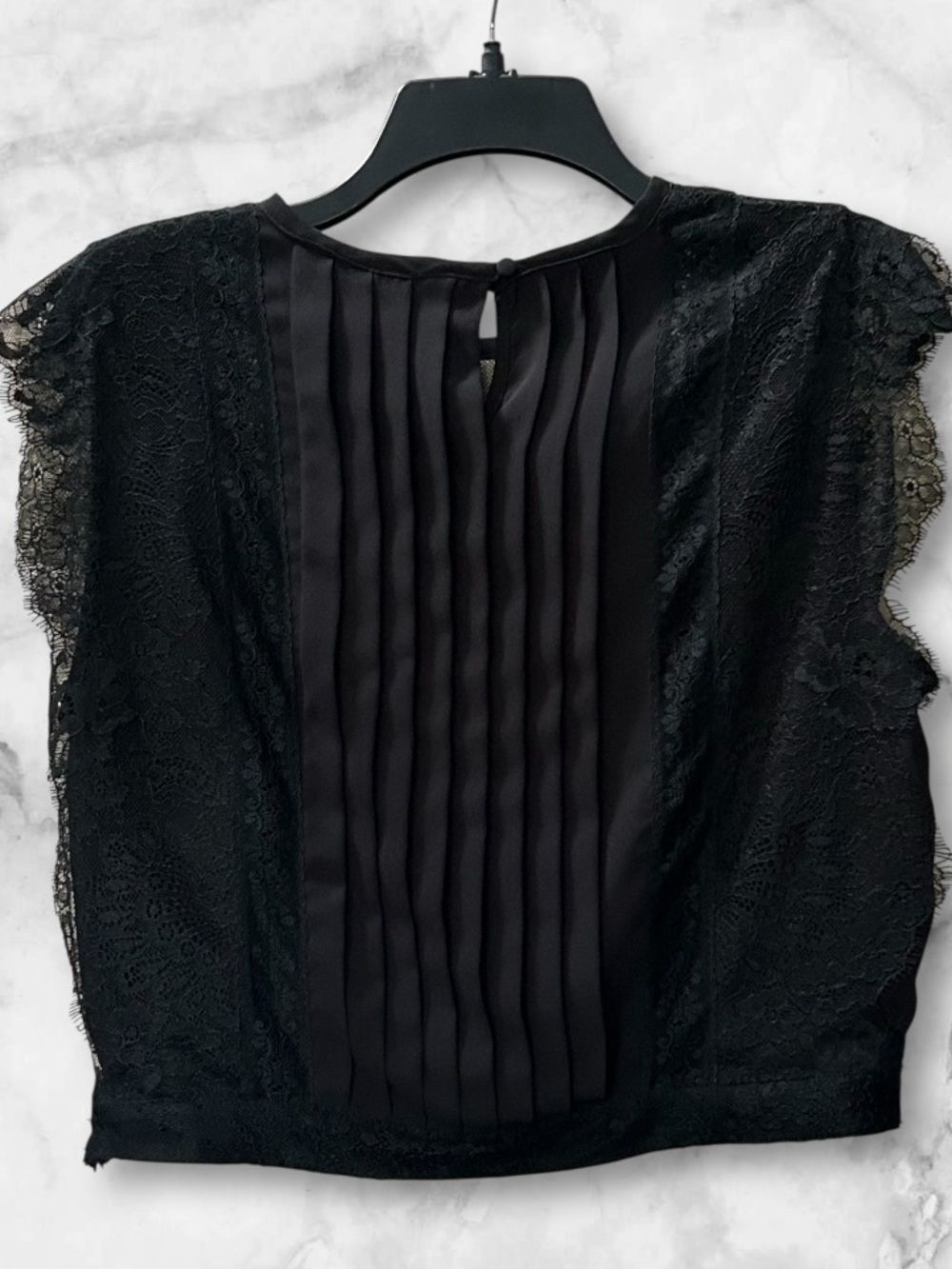 Zara Basic Collection Black Crop Top Lace Details Romantic Sheer Chic Size L - Picture 5 of 10